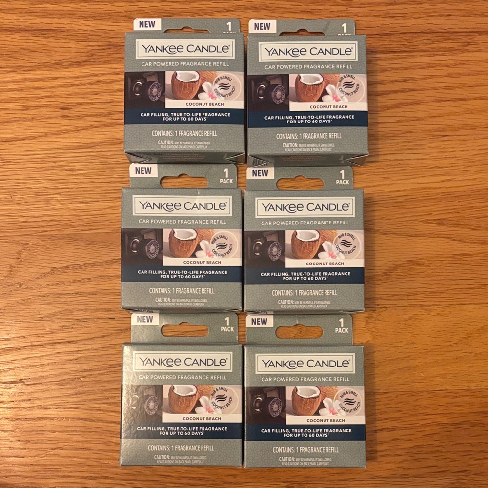 NIB 6 Yankee Candle Coconut Beach Car Powdered Fragrance Refill Packs